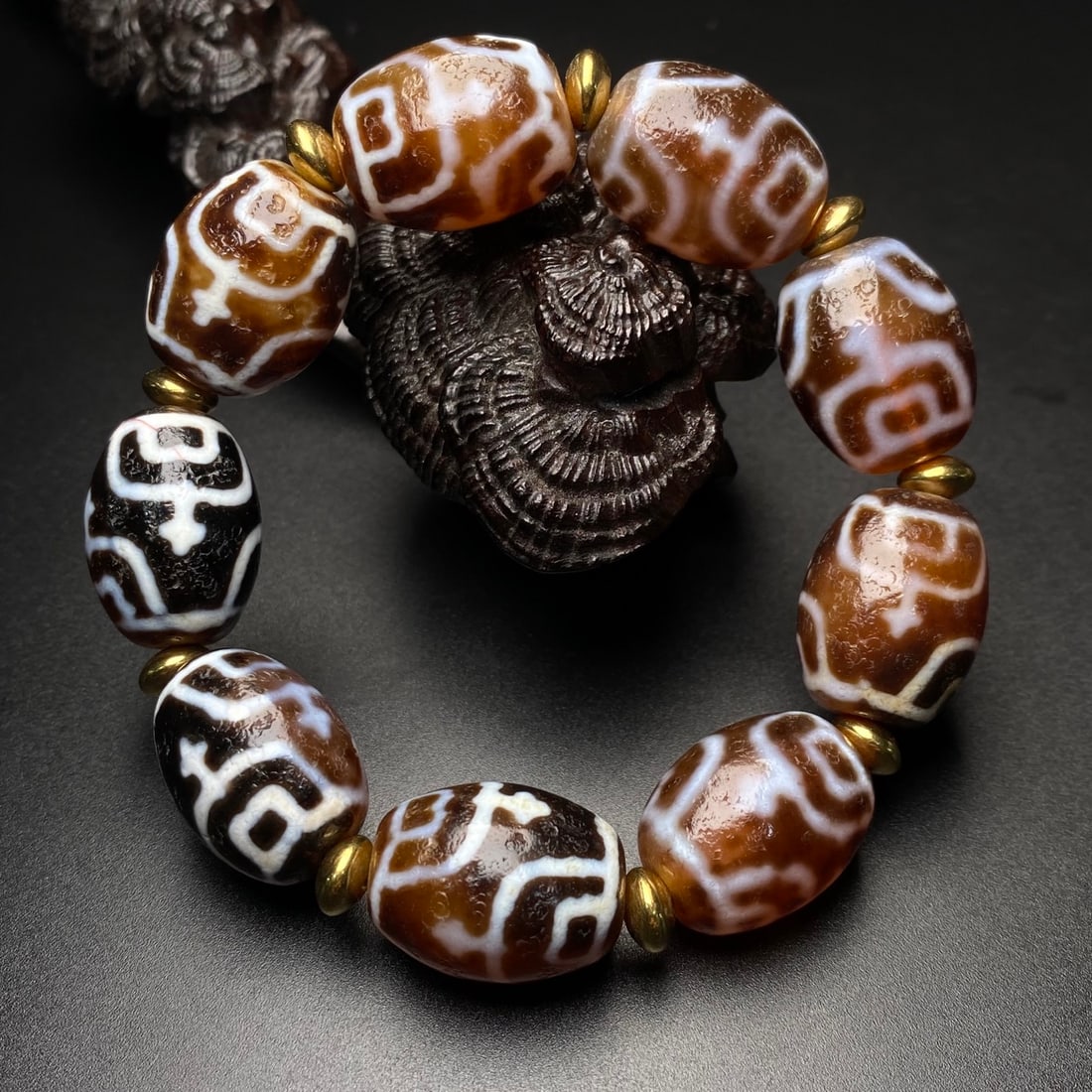 Old Tibetan DZI Agate Bracelet - 3