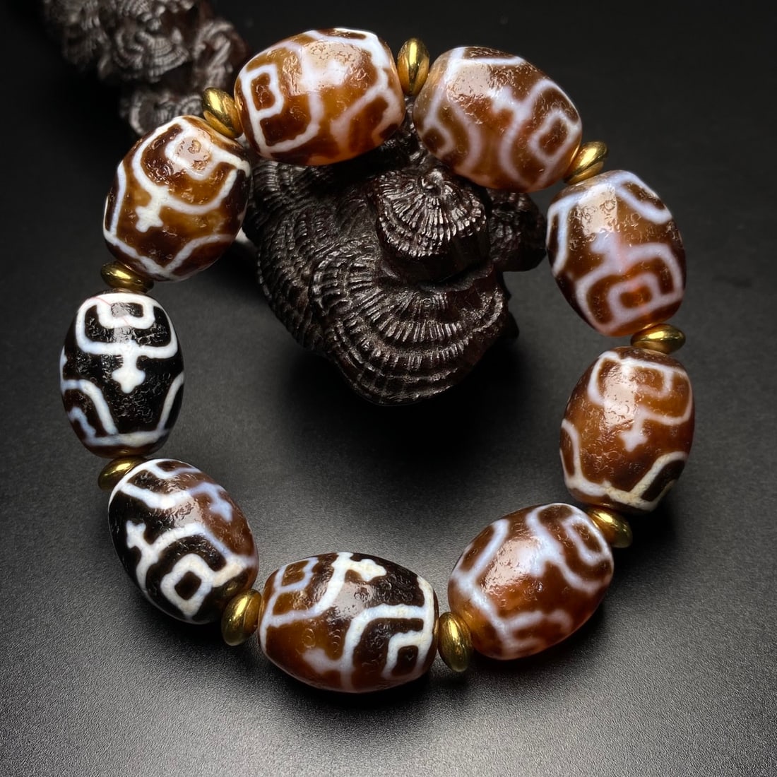 Old Tibetan DZI Agate Bracelet - 4
