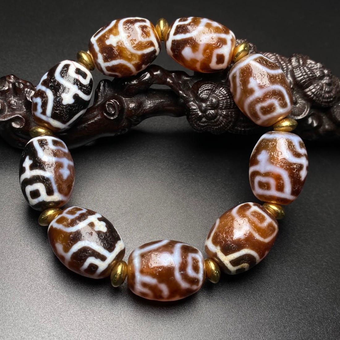 Old Tibetan DZI Agate Bracelet - 5