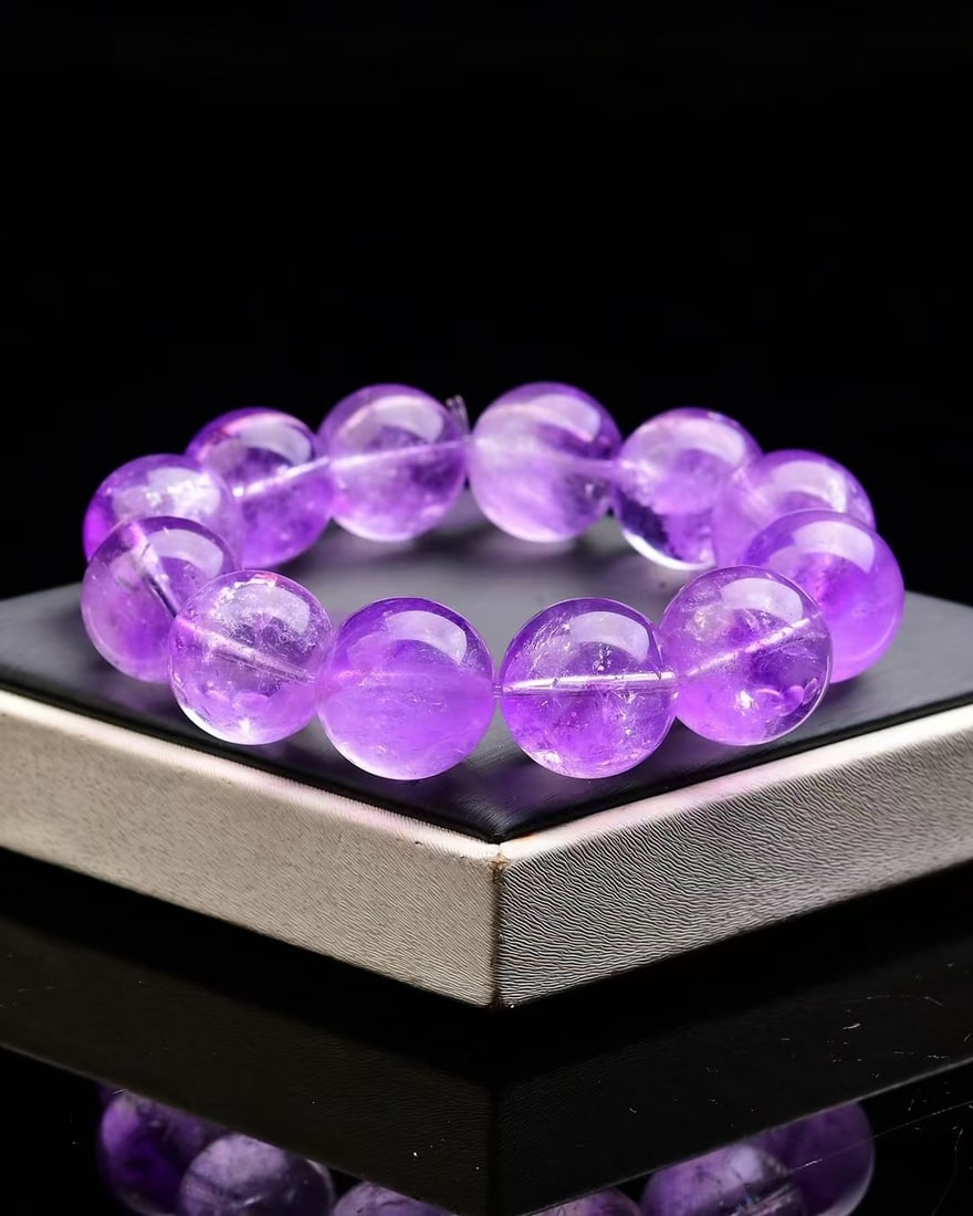 20mm Natural Amethyst Beads Bracelet - 2