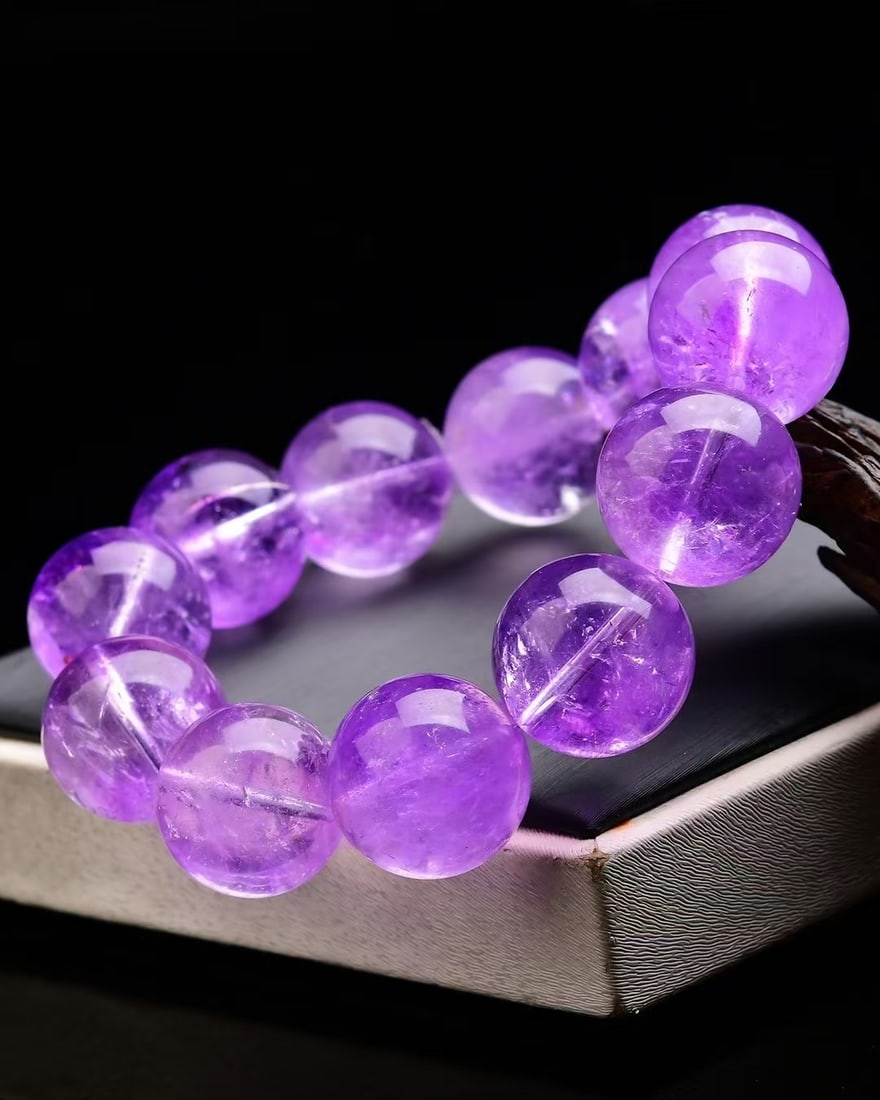 20mm Natural Amethyst Beads Bracelet - 3