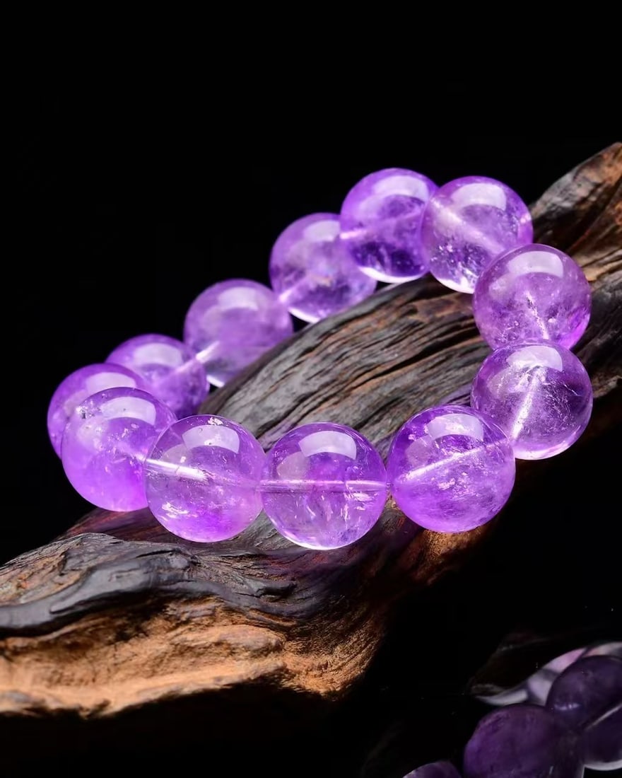 20mm Natural Amethyst Beads Bracelet - 5