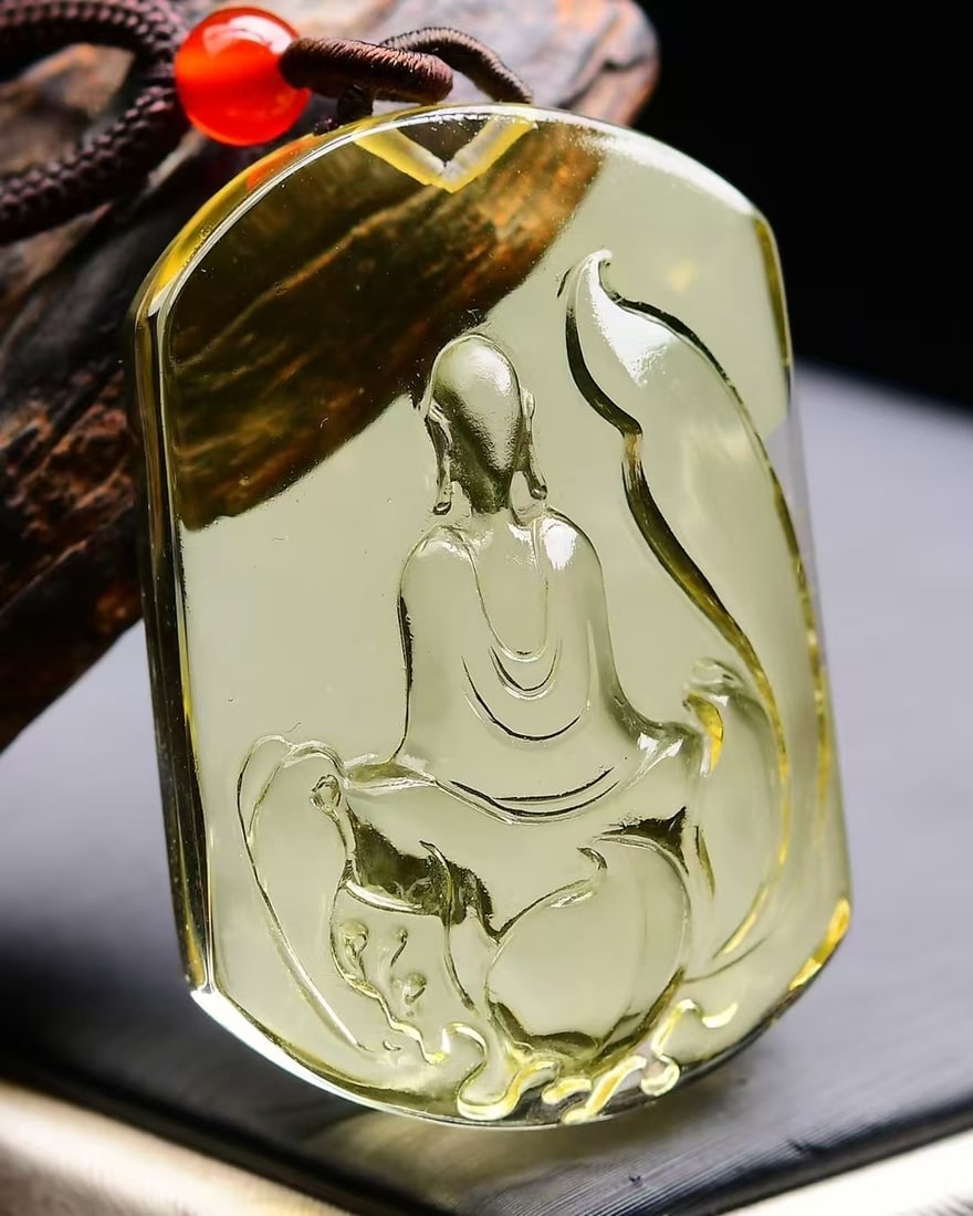 Natural Yellow Crystal Buddha Pendant - 2