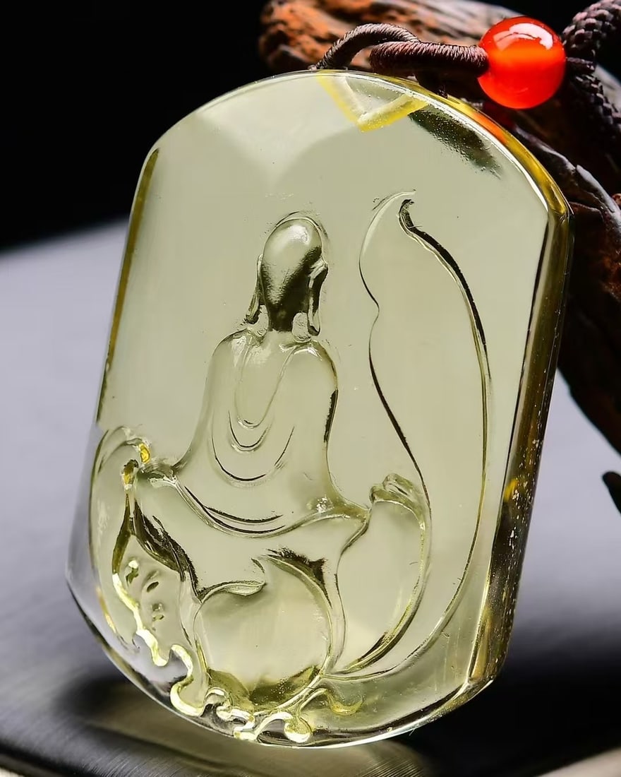 Natural Yellow Crystal Buddha Pendant - 3