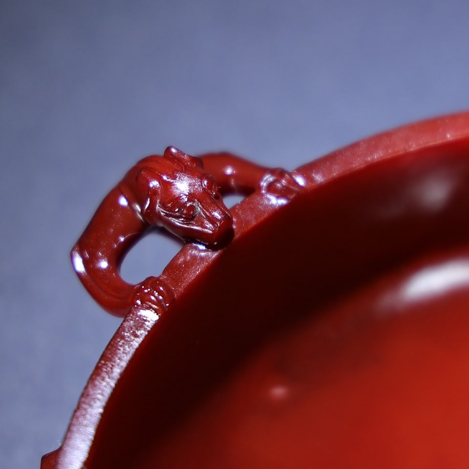 Superb Vintage Red Agate Double Ear Chi Dragon Wine Cup - 7