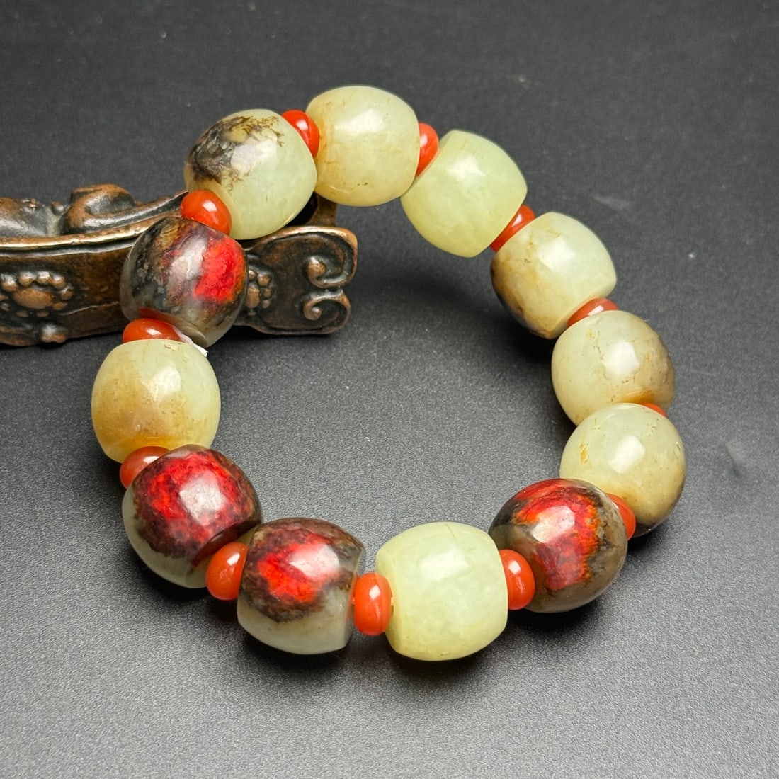 Old Hetian Jade Beads Bracelet - 3
