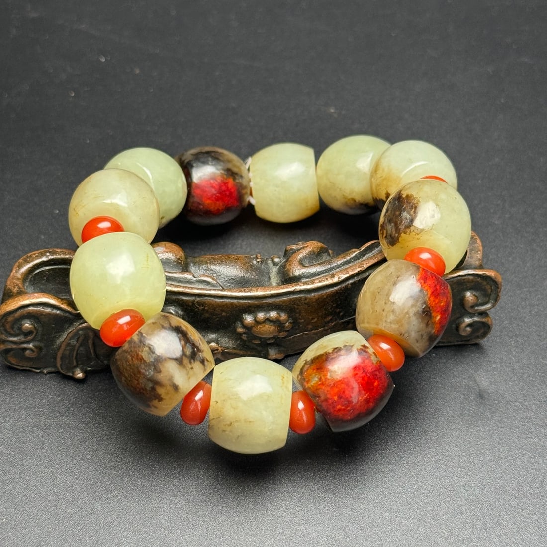 Old Hetian Jade Beads Bracelet - 5