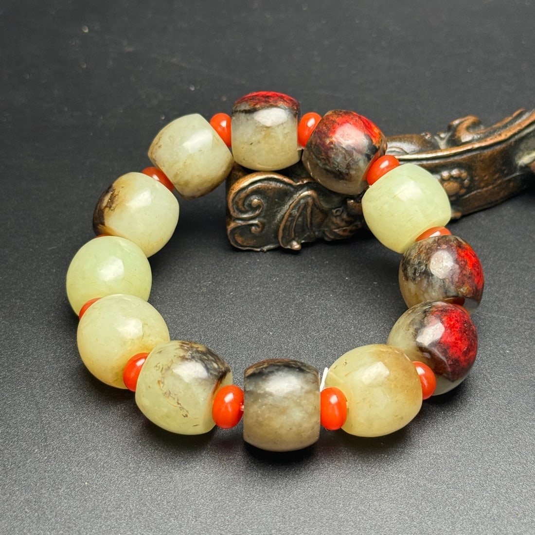 Old Hetian Jade Beads Bracelet - 6