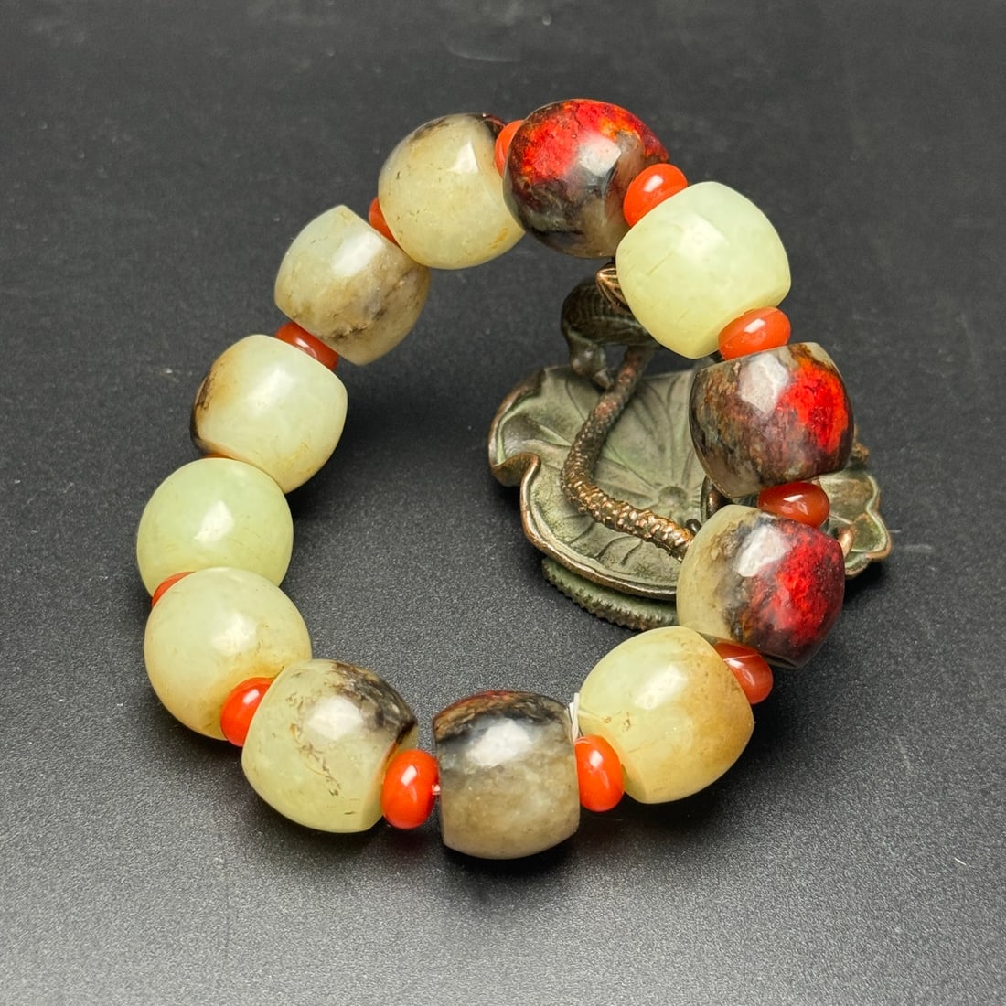 Old Hetian Jade Beads Bracelet - 7