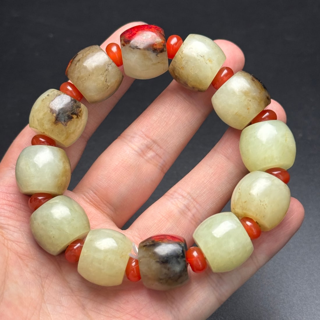 Old Hetian Jade Beads Bracelet - 8