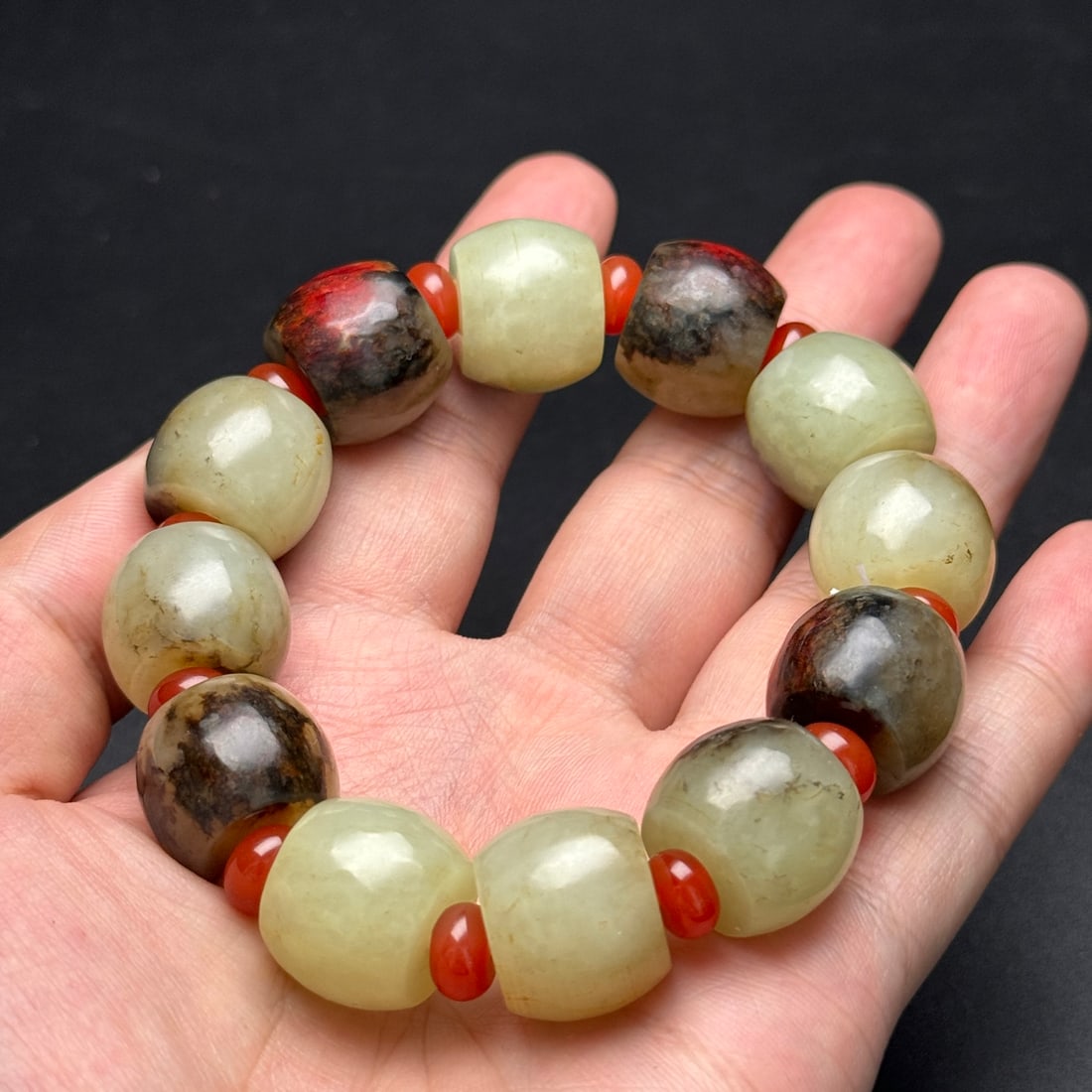 Old Hetian Jade Beads Bracelet - 9