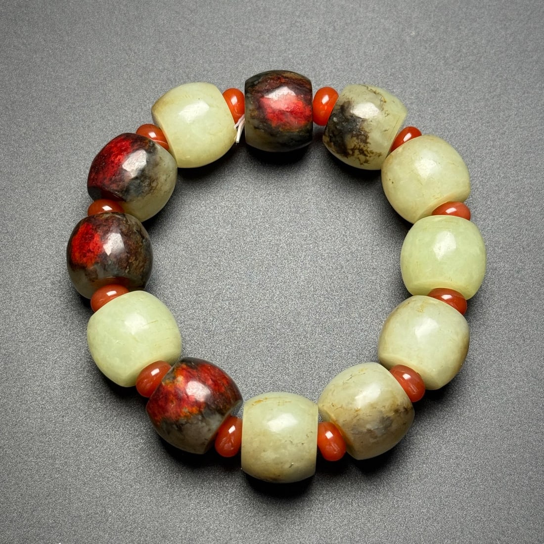 Old Hetian Jade Beads Bracelet (1 of 9)