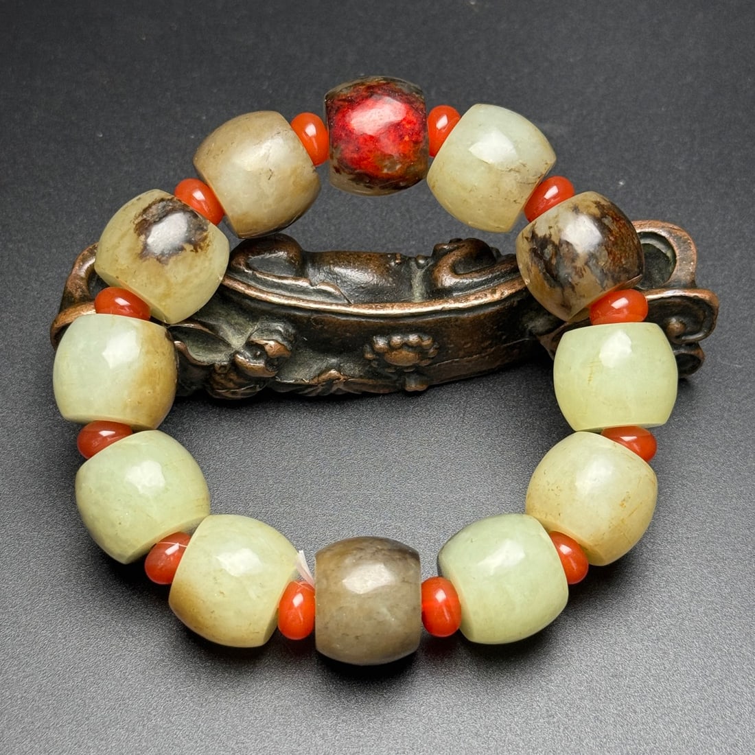 Old Hetian Jade Beads Bracelet - 2