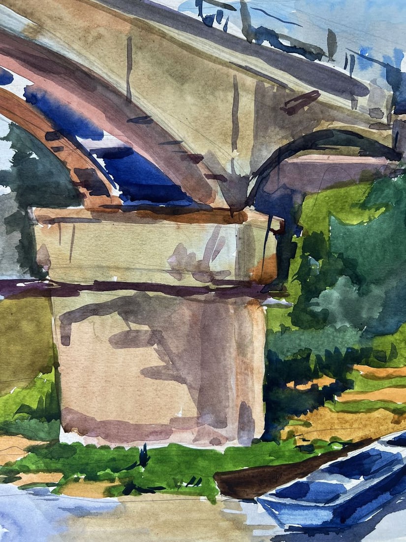 Watercolor painting Bridge over the river Oleg Litvinov - 4