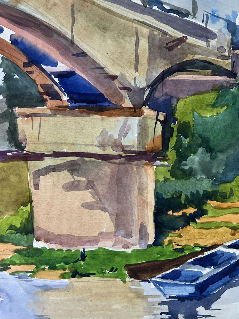 Watercolor painting Bridge over the river Oleg Litvinov - 5