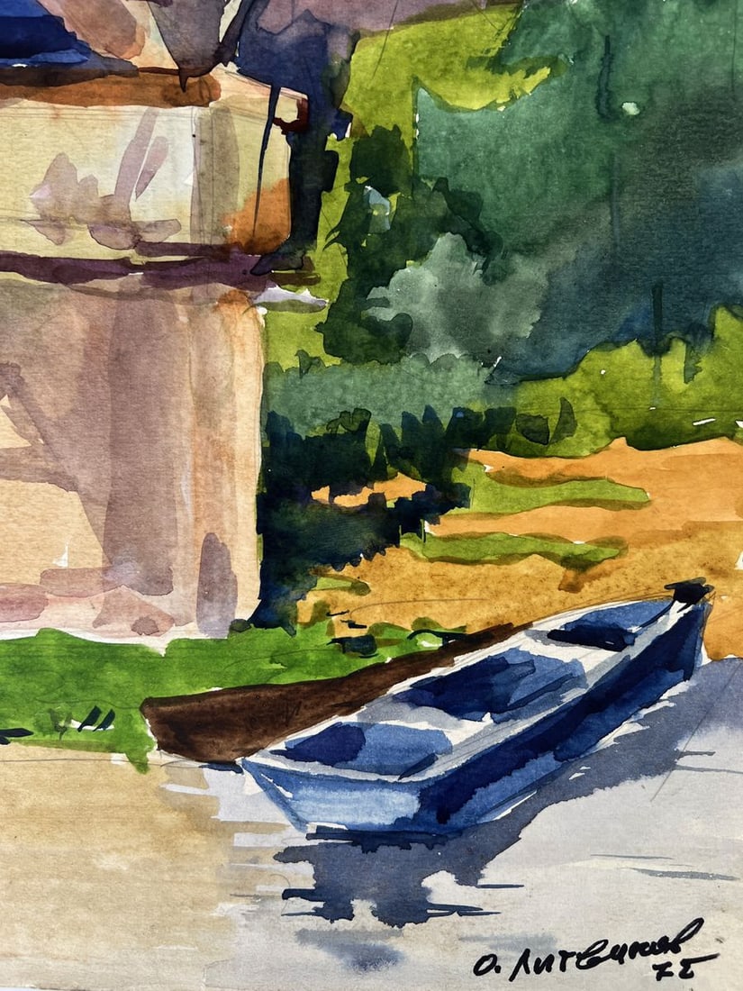 Watercolor painting Bridge over the river Oleg Litvinov - 6