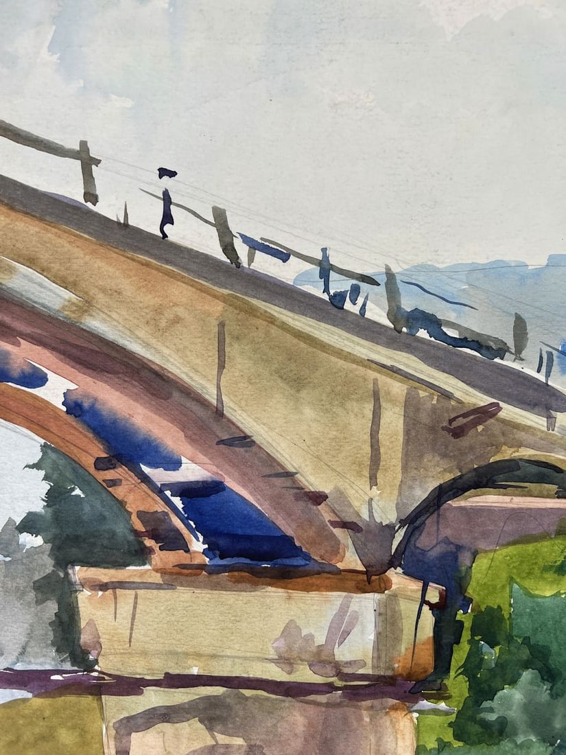 Watercolor painting Bridge over the river Oleg Litvinov - 7