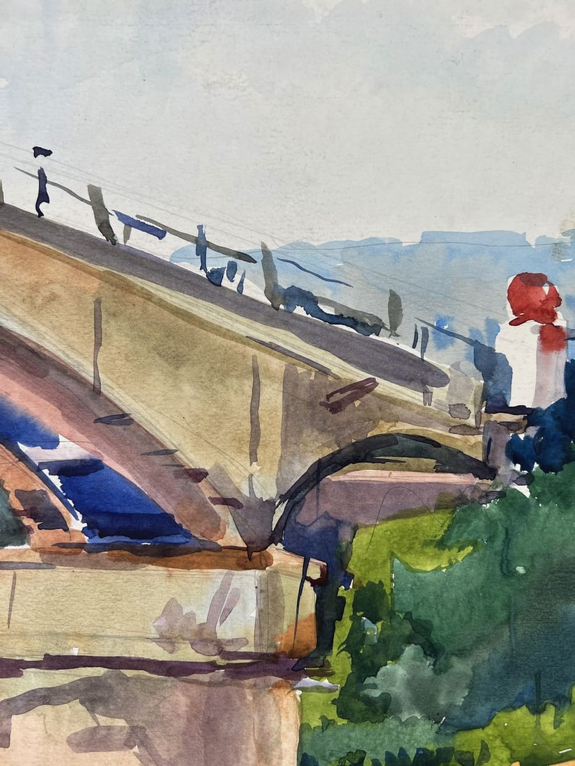 Watercolor painting Bridge over the river Oleg Litvinov - 8