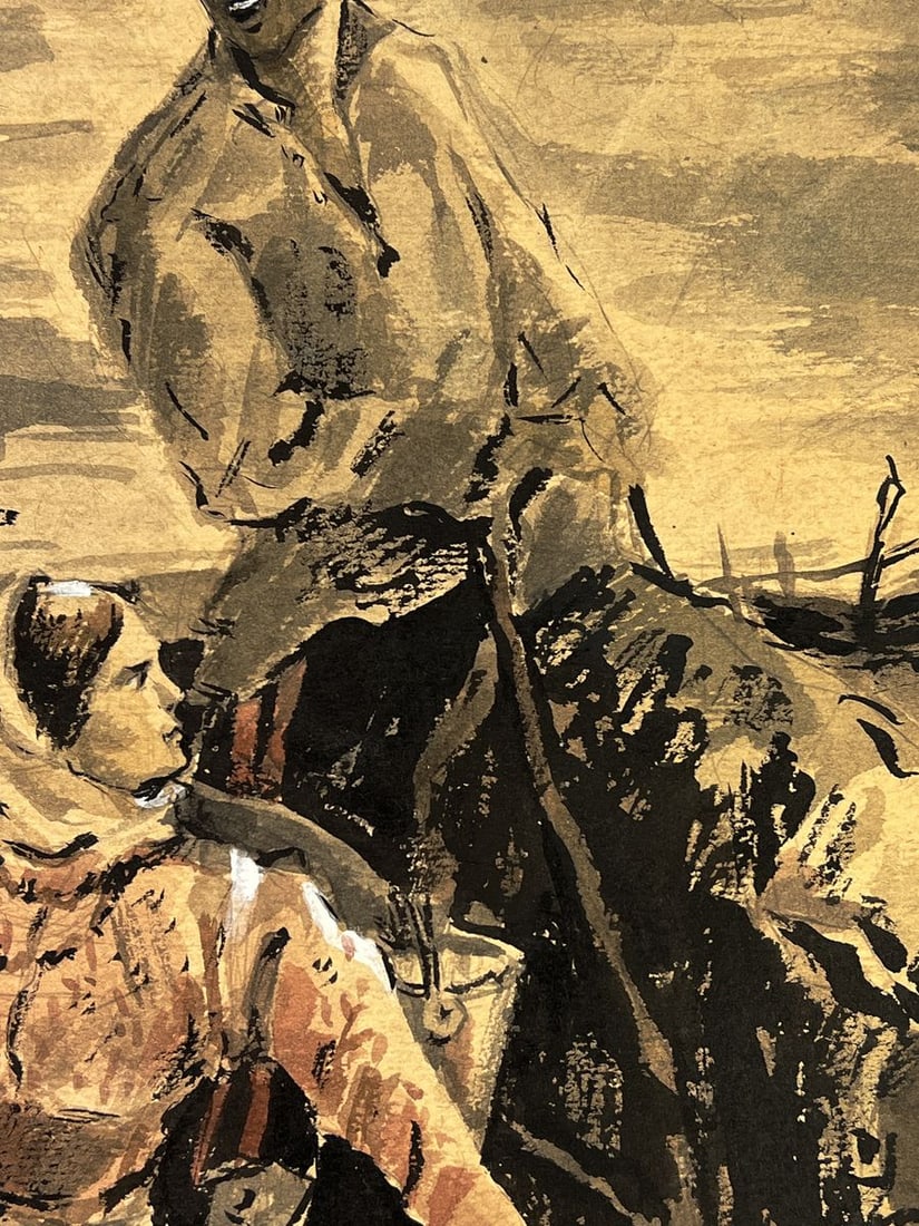 Watercolor painting A woman with a military man Oleg Litvinov - 3