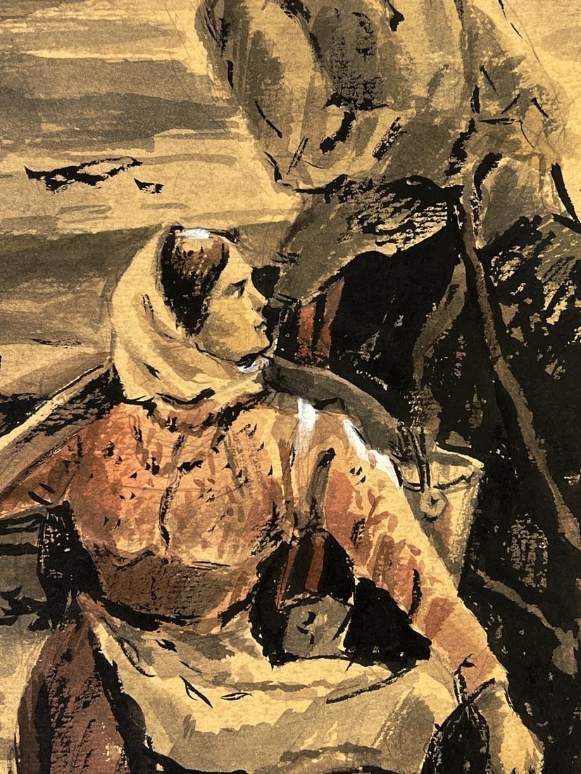 Watercolor painting A woman with a military man Oleg Litvinov - 4