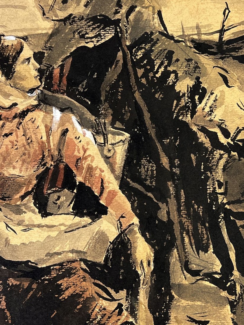 Watercolor painting A woman with a military man Oleg Litvinov - 5