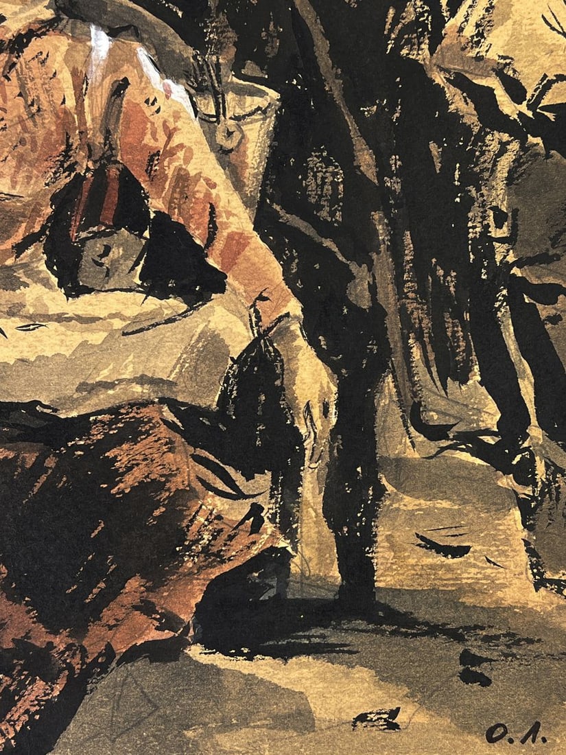 Watercolor painting A woman with a military man Oleg Litvinov - 6