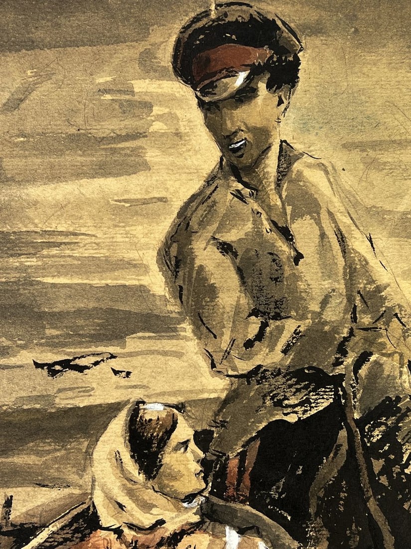 Watercolor painting A woman with a military man Oleg Litvinov - 7
