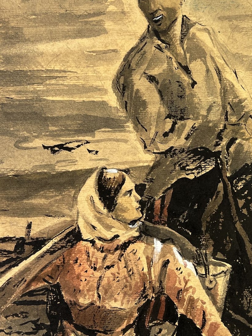 Watercolor painting A woman with a military man Oleg Litvinov - 9