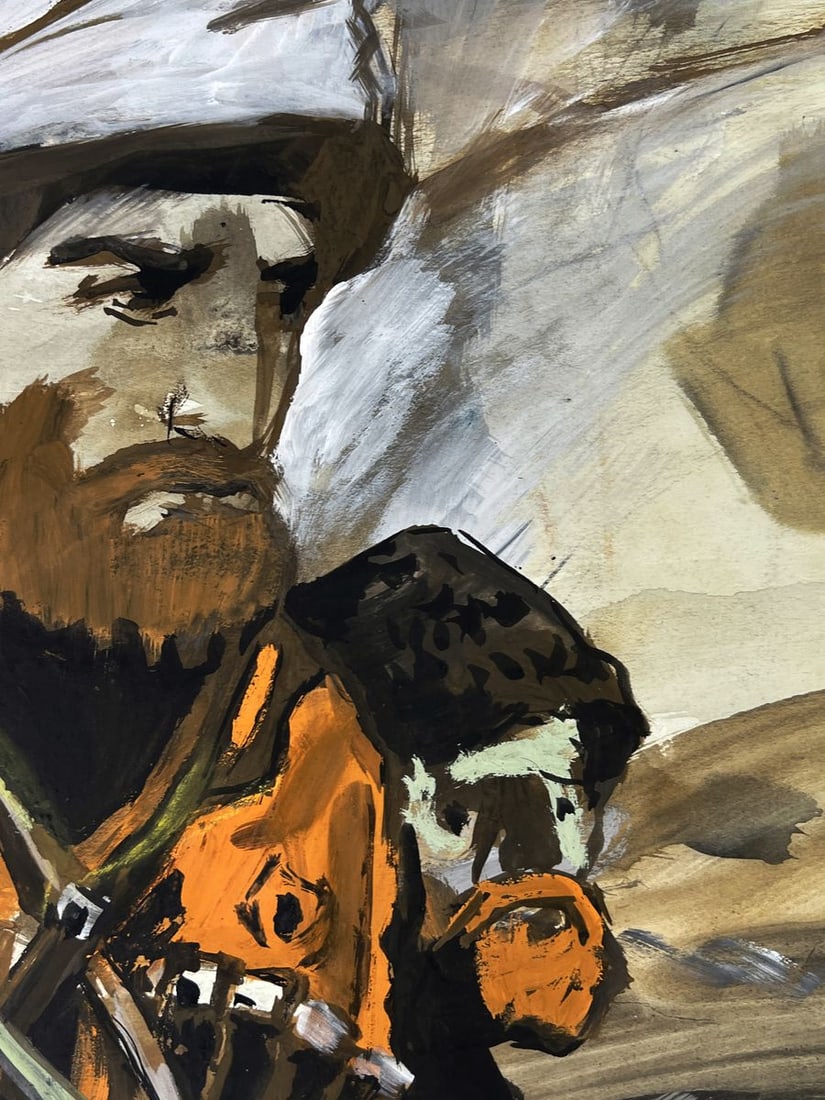 Watercolor painting Portrait of a soldier in a field Oleg Litvinov - 4