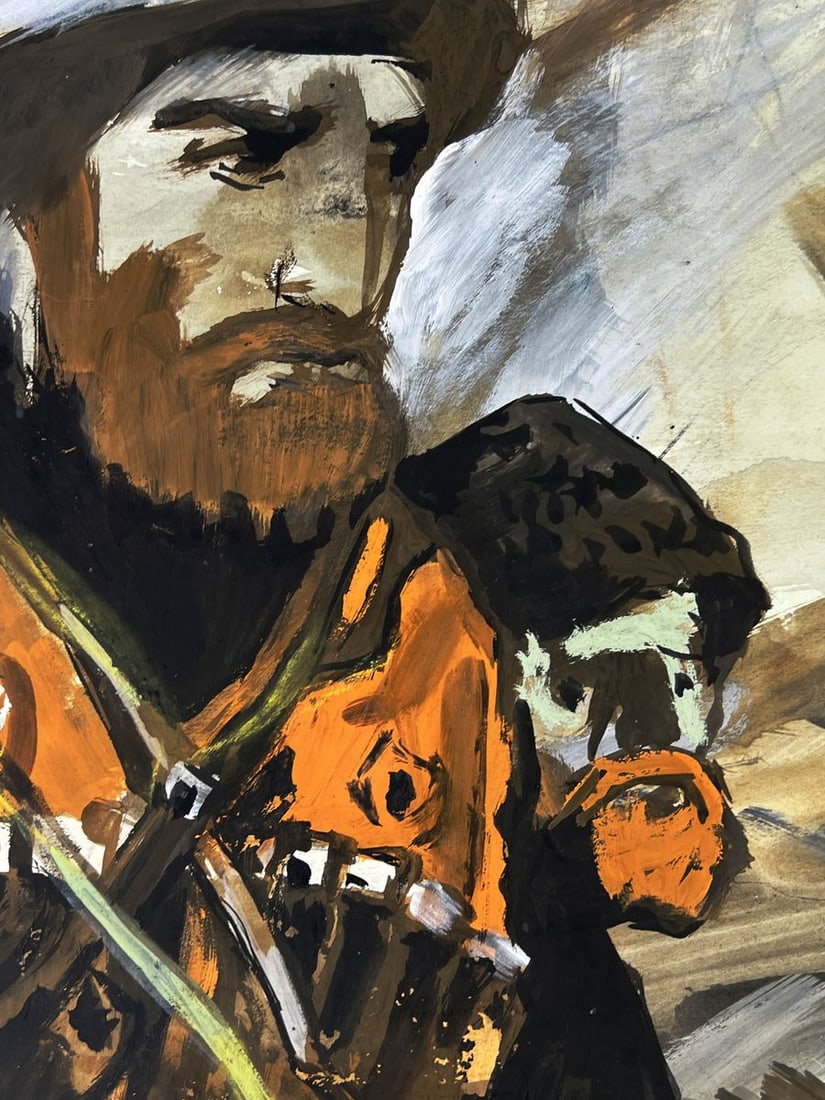 Watercolor painting Portrait of a soldier in a field Oleg Litvinov - 5
