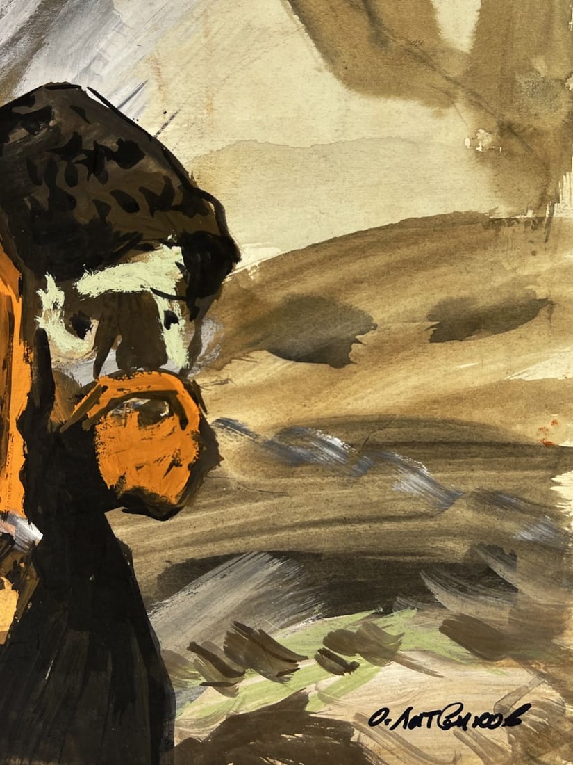 Watercolor painting Portrait of a soldier in a field Oleg Litvinov - 6