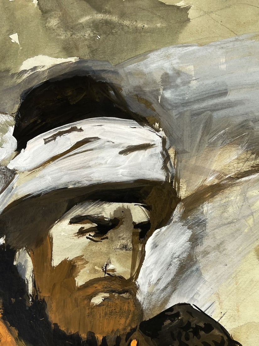 Watercolor painting Portrait of a soldier in a field Oleg Litvinov - 7