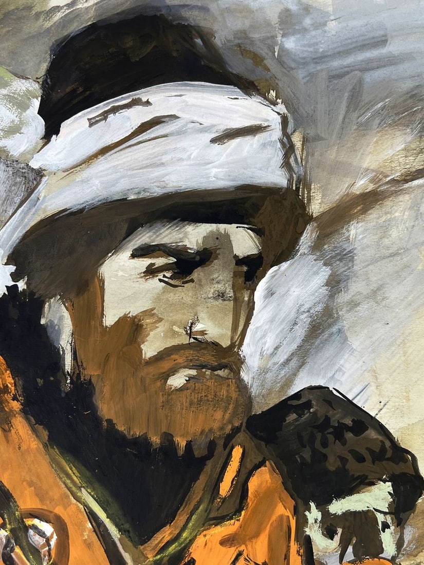 Watercolor painting Portrait of a soldier in a field Oleg Litvinov - 9