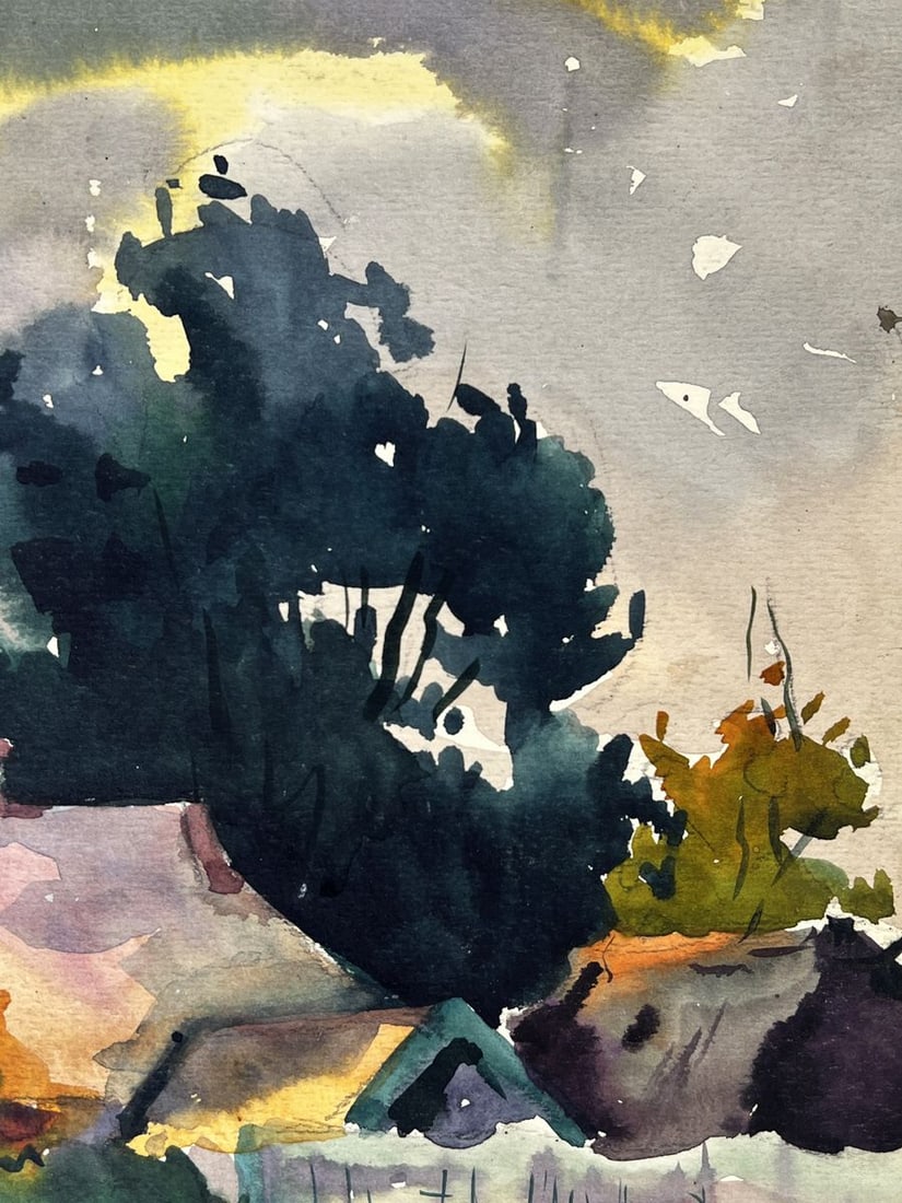 Watercolor painting Village by the river Oleg Litvinov - 8