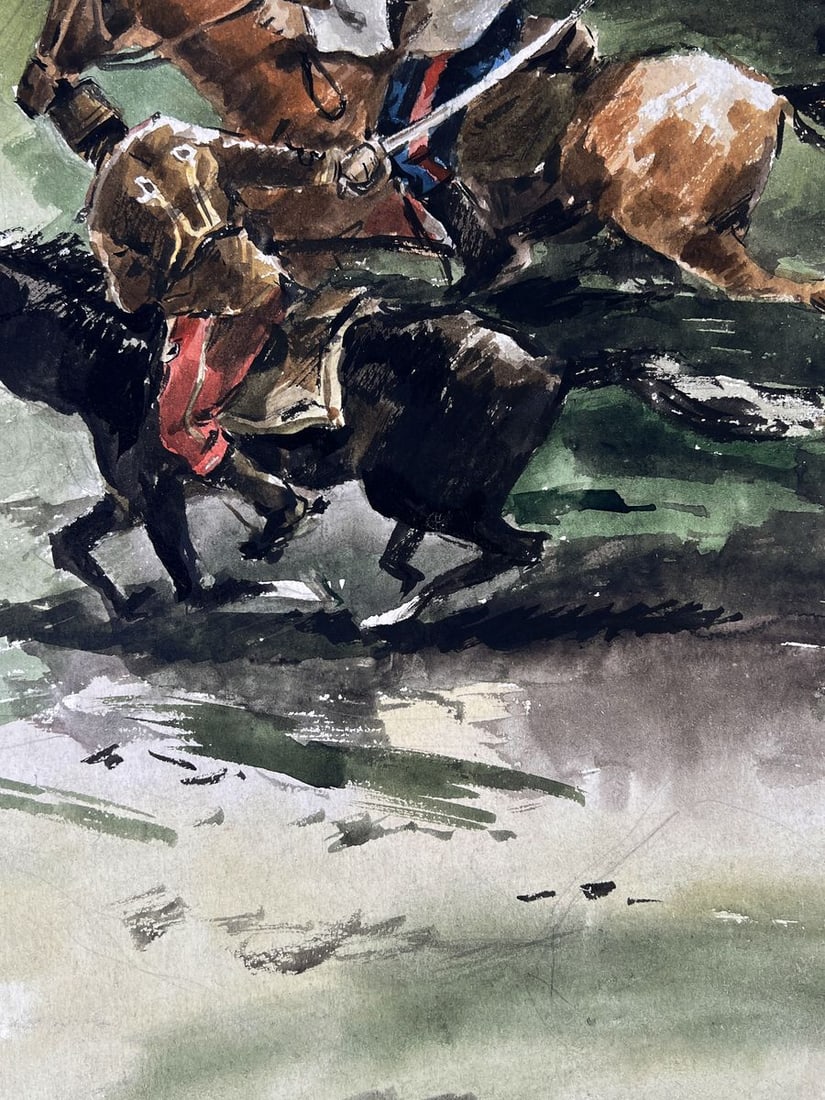 Watercolor painting Warrior on horseback Oleg Litvinov - 5