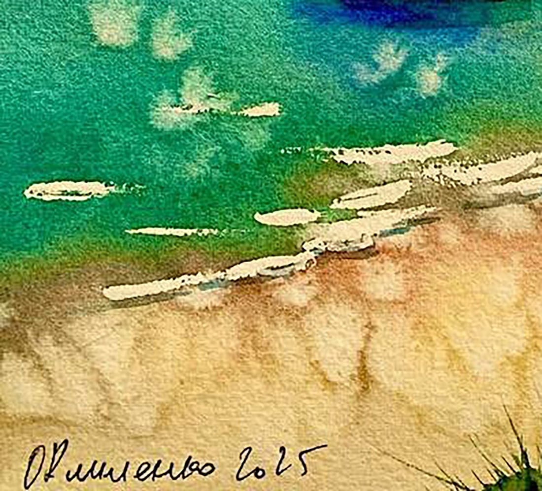 Watercolor painting Stone City on the Shore Olena Klimenko - 6