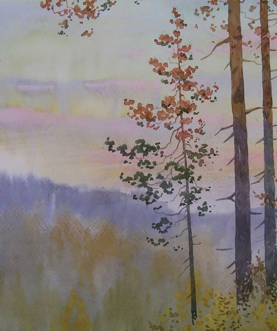 Watercolor painting Evening forest Valery Savenets - 6