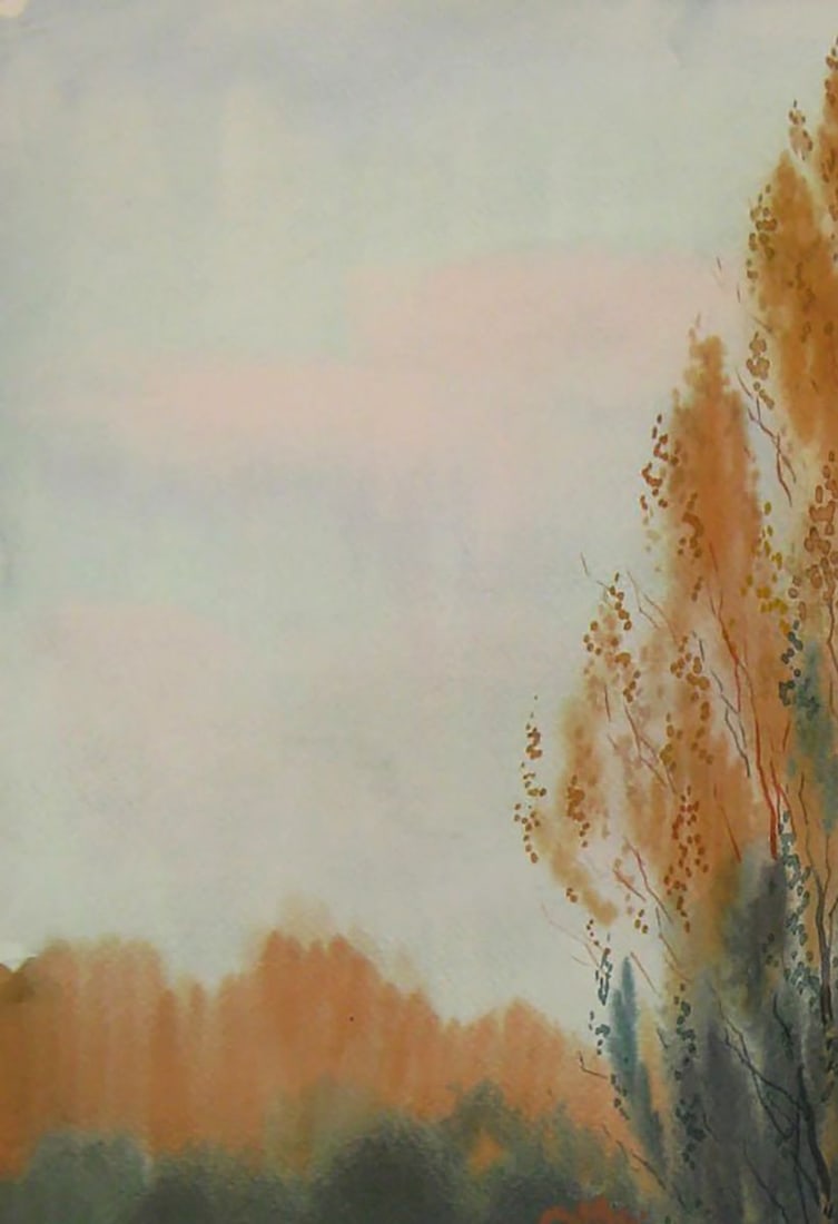 Watercolor painting Evening houses Valery Savenets - 4