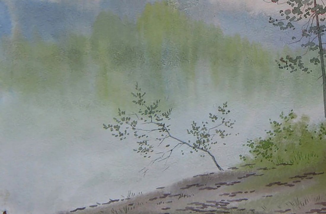 Watercolor painting Morning on the river Valery Savenets - 3
