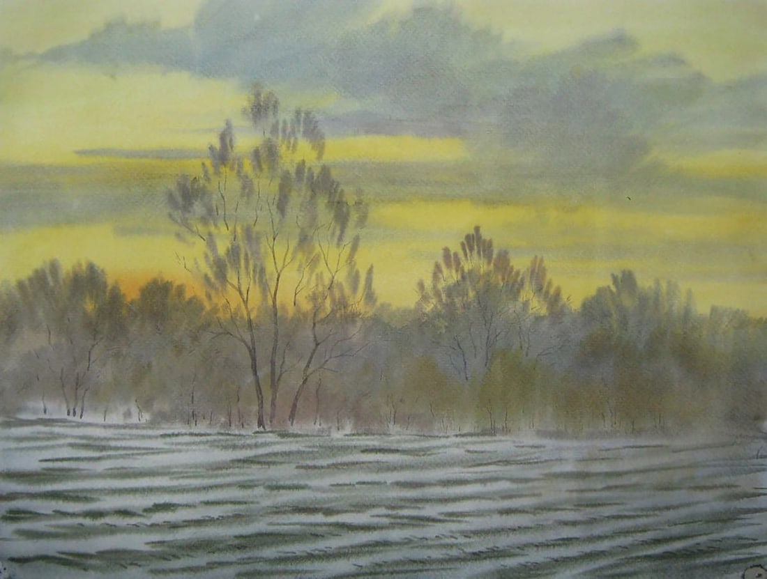 Watercolor painting The field was covered with snow Valery Savenets: Title: Watercolor painting The field was covered with snow Valery Savenets Description: NoSav 435*** ABOUT THIS PAINTING **** TITLE: "The field was covered with snow"* ARTISTS: Valery Savenets* SIZE: