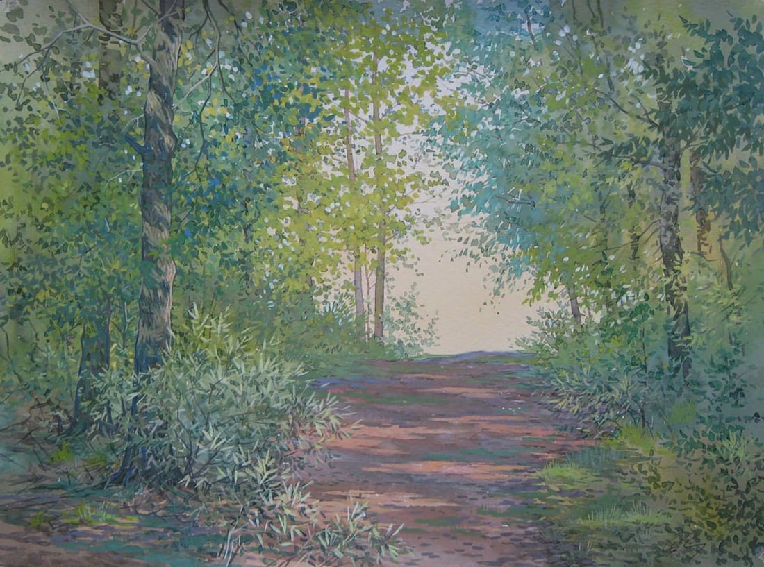 Watercolor painting Path in the summer forest Valery Savenets: Title: Watercolor painting Path in the summer forest Valery Savenets Description: NoSav 441*** ABOUT THIS PAINTING **** TITLE: "Path in the summer forest"* ARTISTS: Valery Savenets* SIZE: 30x40 cm/'11