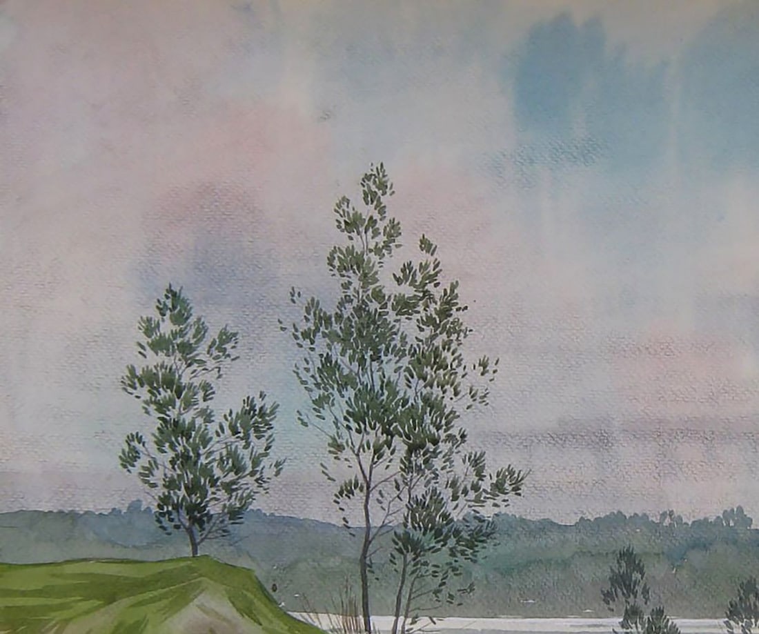 Watercolor painting Winding Summer River Valery Savenets - 4