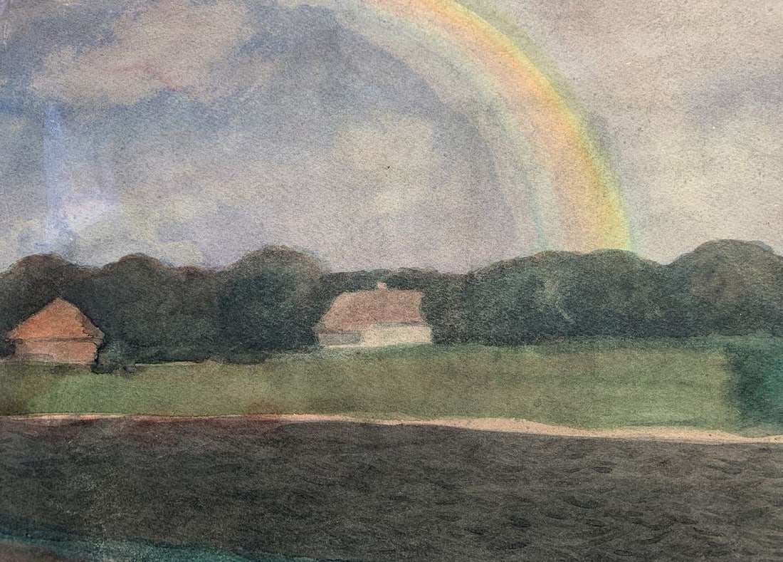 Watercolor painting Rainbow over the village Ivan Tsyupka - 6