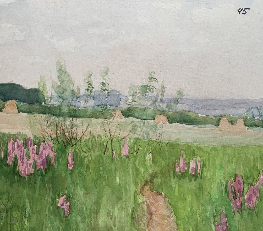 Watercolor painting In the field after the rain Ivan Tsyupka - 8