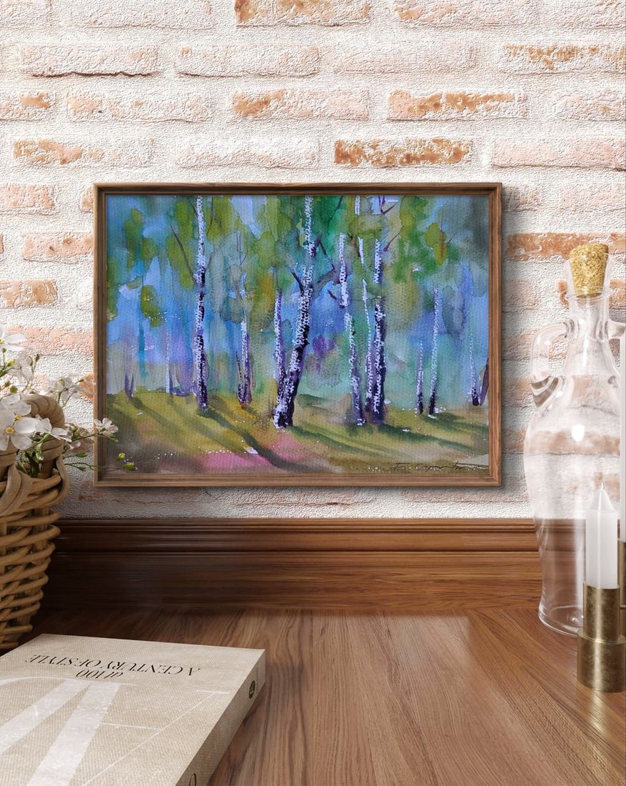 Watercolor painting Spring in the birches Boris Serdyuk - 2