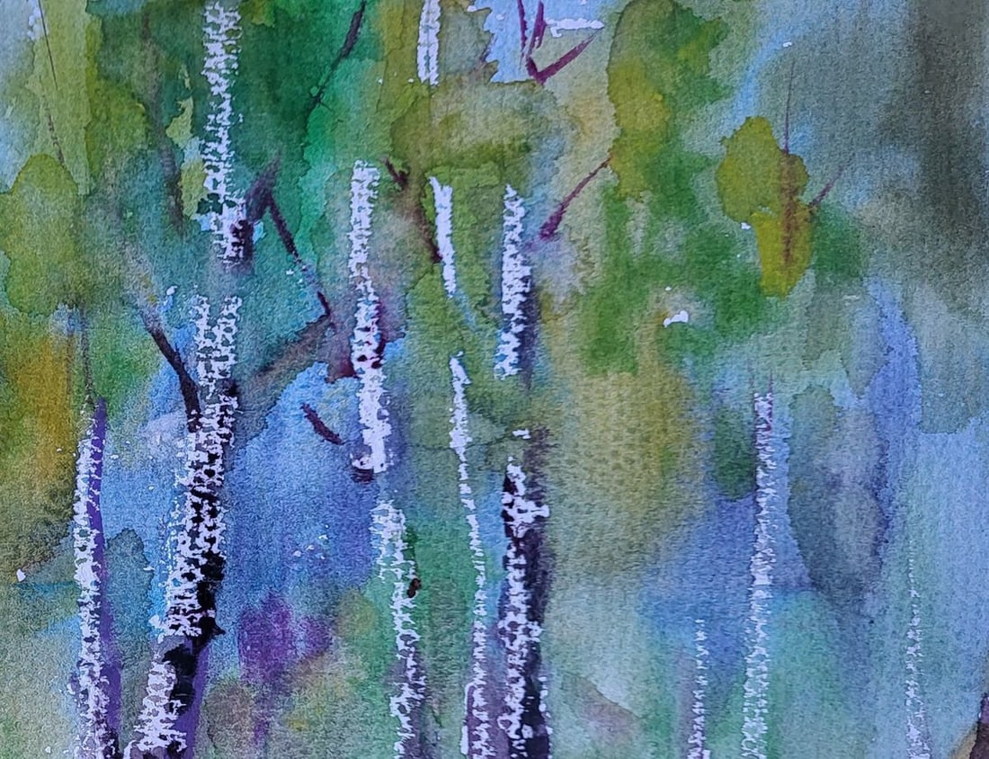 Watercolor painting Spring in the birches Boris Serdyuk - 5