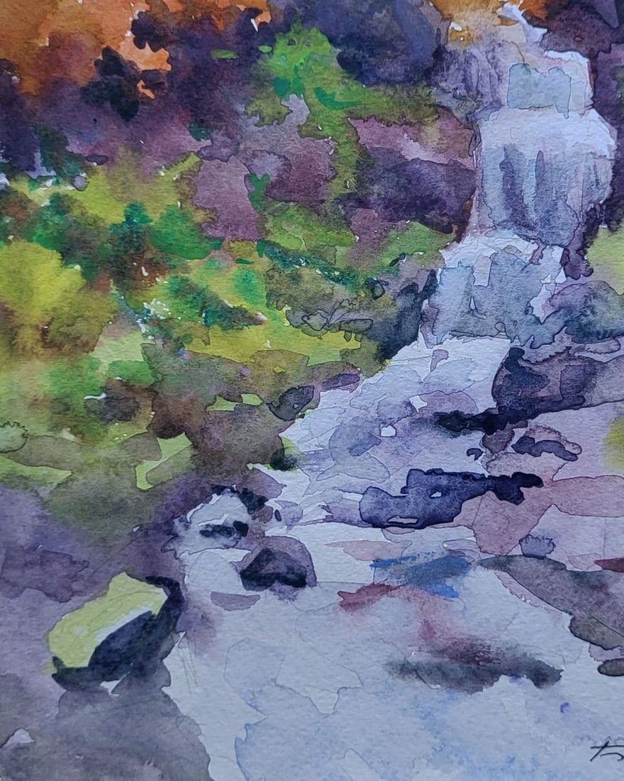 Watercolor painting Whispering stream Boris Serdyuk - 6