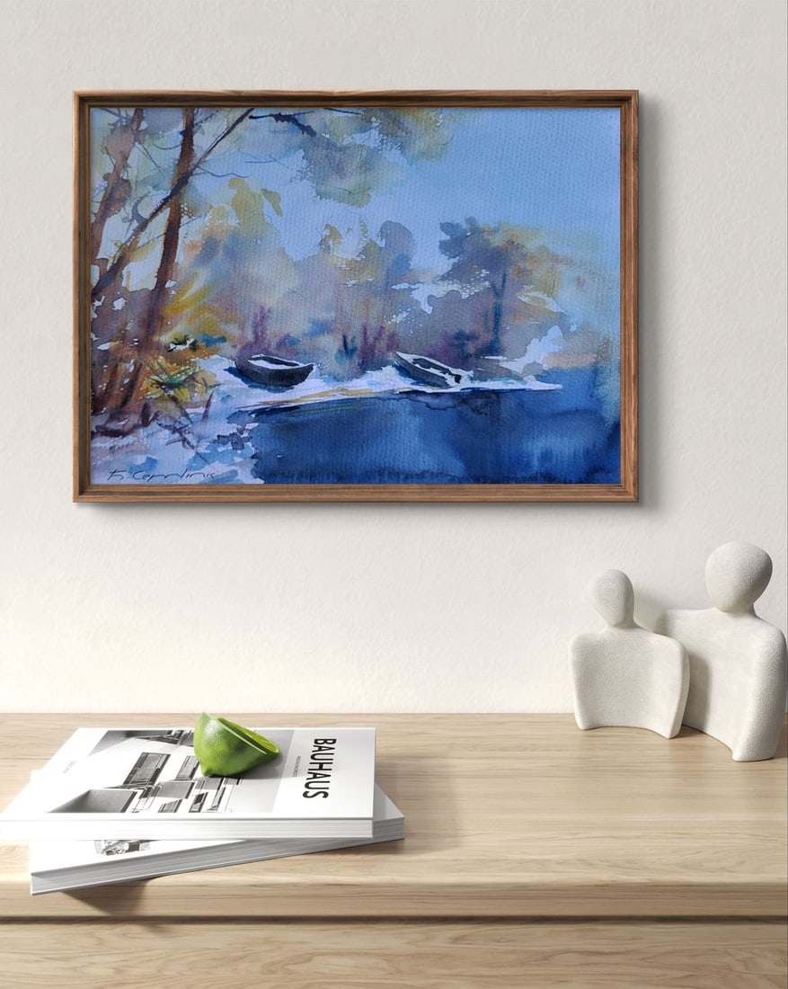 Watercolor painting Snowy morning light Boris Serdyuk - 2