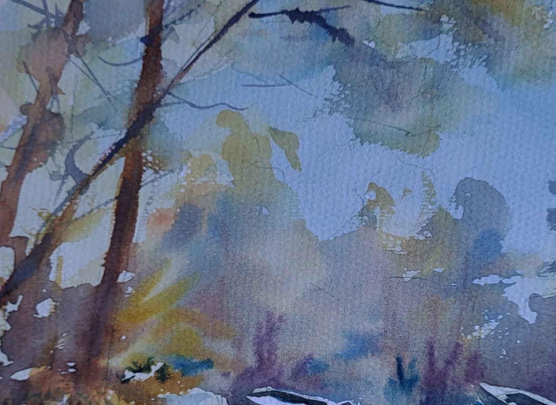 Watercolor painting Snowy morning light Boris Serdyuk - 4