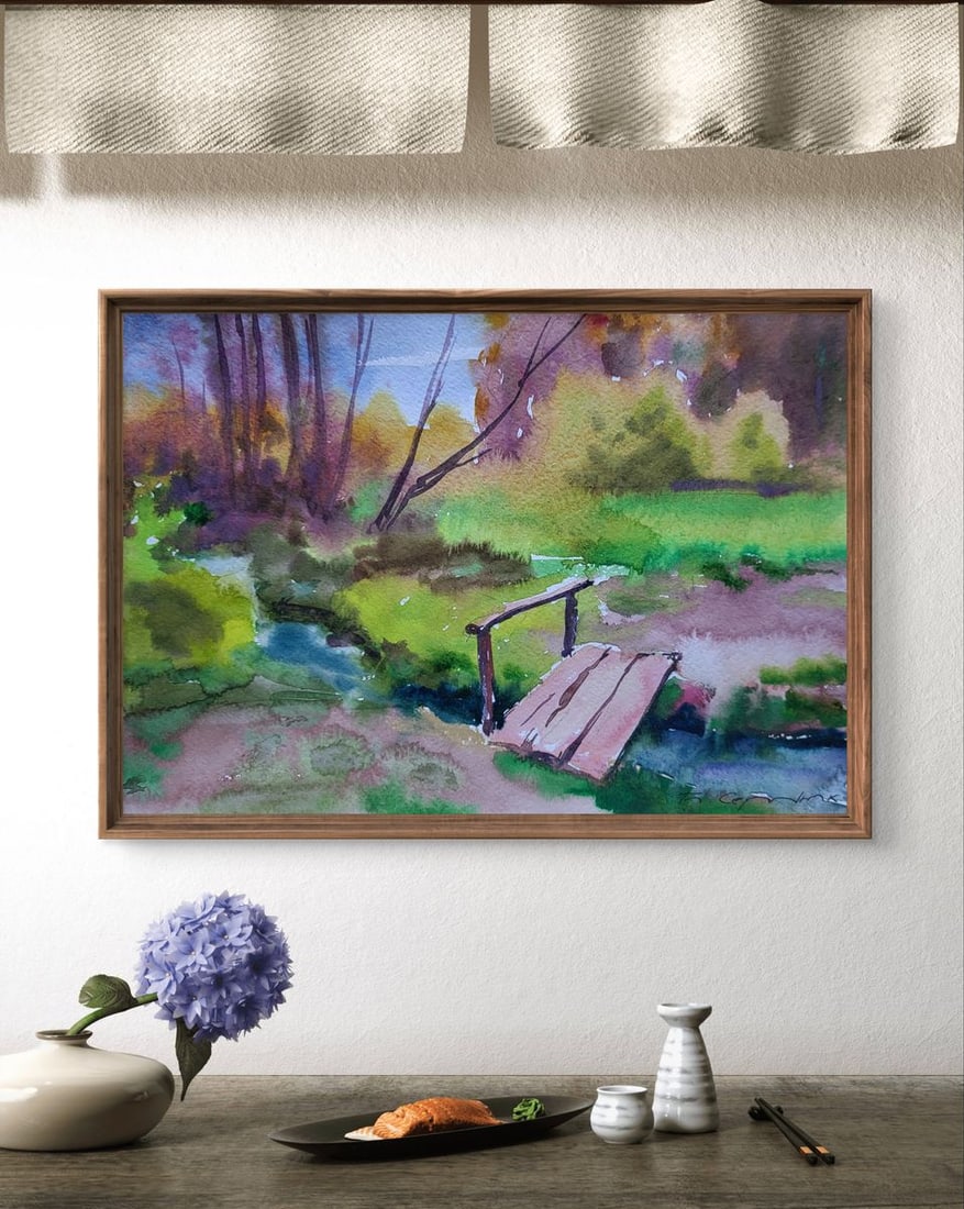 Watercolor painting Step across water Boris Serdyuk - 2